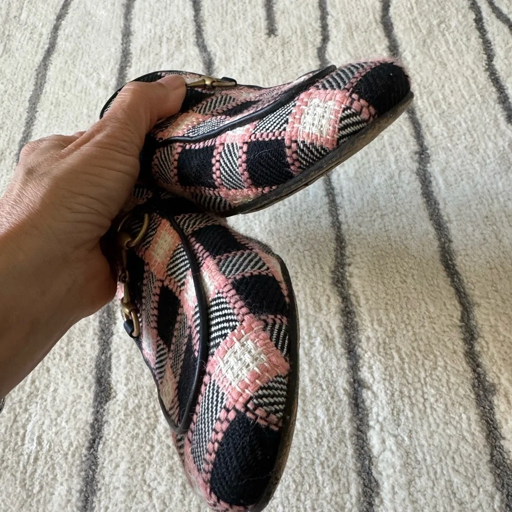 Gucci Princetown Pink and Black Plaid mules with Gold Detail - Picture 4 of 6
